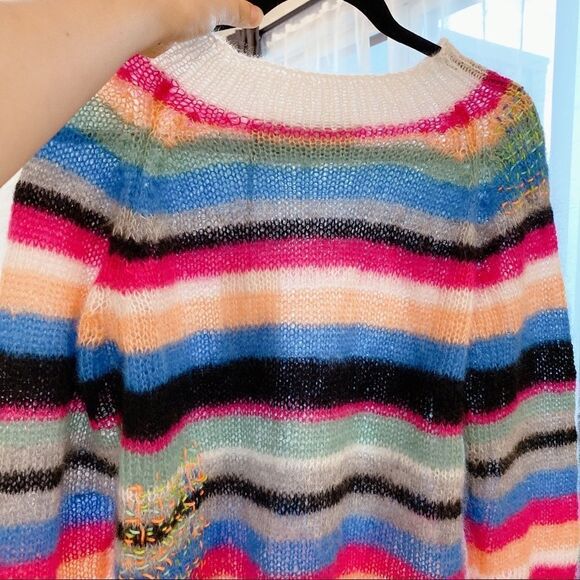 Michaela Buerger silk Mohair blend  Mock Neck Striped Sweater Multi XS - Picture 12 of 14